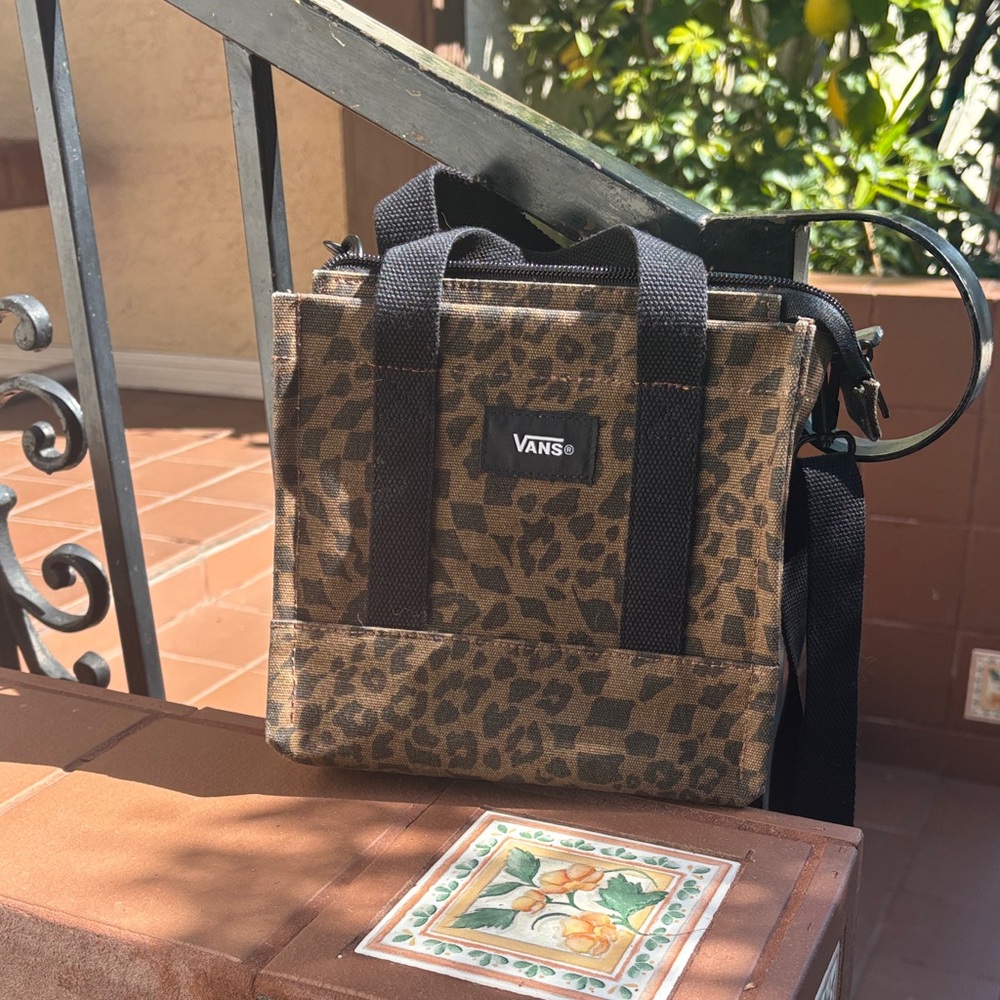 Vans Black and Brown Leopard Messenger Bag